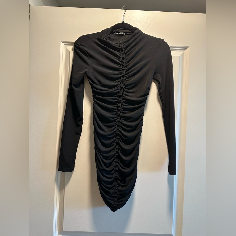Zara Black Ruched Mini Dress